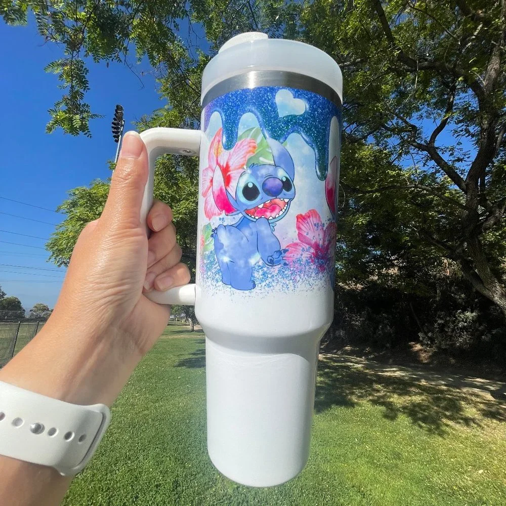 Custom 40 oz Tumbler Disney Lilo & Stitch Double-wall vacuum insulation …
